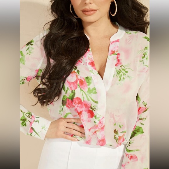 Marciano All-Over Flower Print Blouse - Size L - Picture 3 of 6